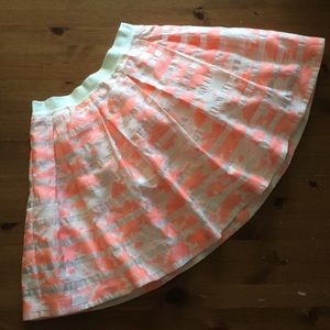 Bebe apricot/peach floral stripe full mini skirt